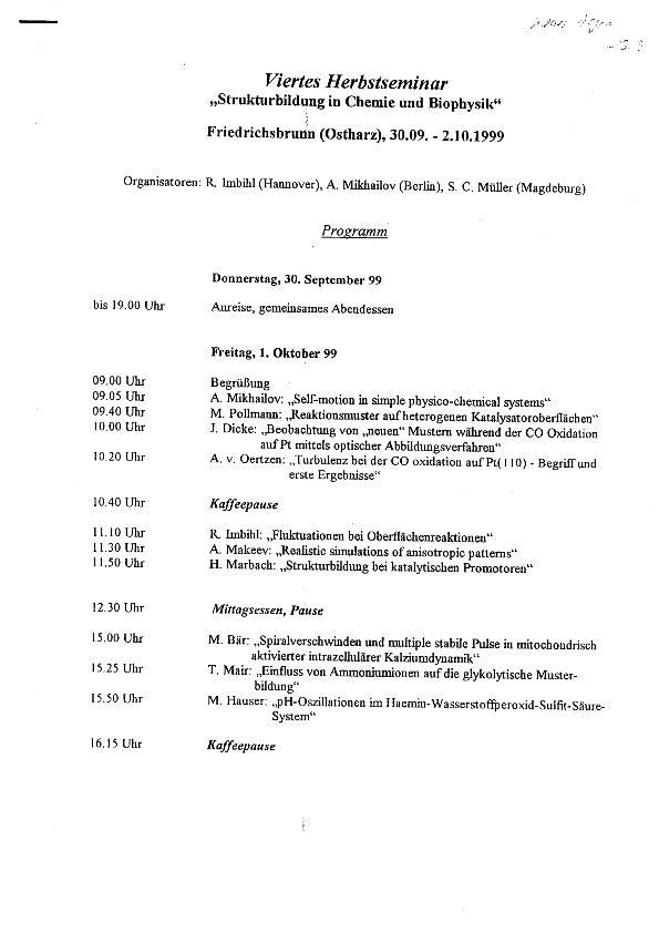 1999 Herbstseminar - Scientific program