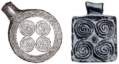 Quadruple spiral ornament from Sweden and Greece