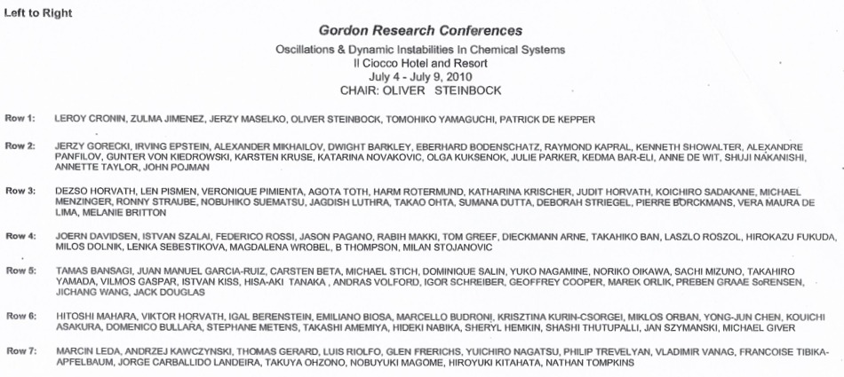 2010 Gordon Research Conferences: Oscillations & Dynamic Instability In Chemical Systems - Registration List