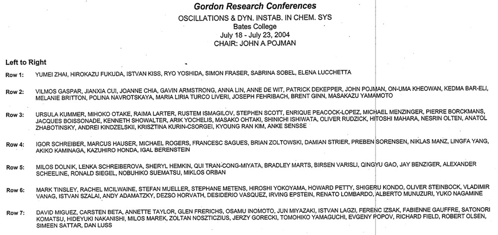 2004 Gordon Research Conferences: Oscillations & Dynamic Instability In Chemical Systems - Names 