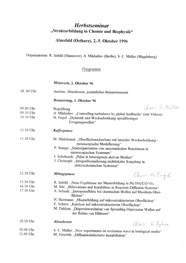  1996 Herbstseminar - Scientific program
