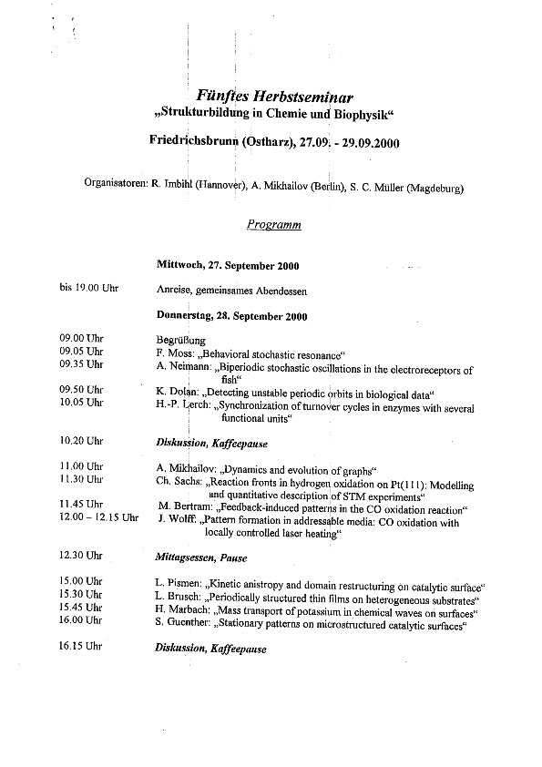 2000 Herbstseminar - Scientific program