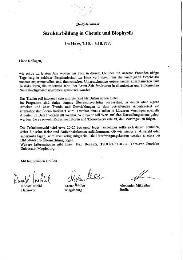 1997 Herbstseminar - Announcement letter