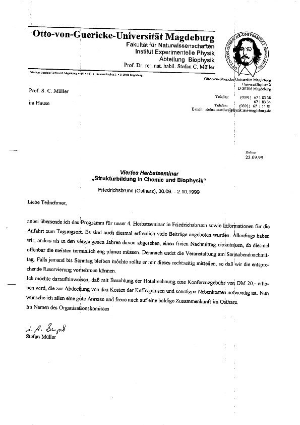 1999 Herbstseminar - Announcement letter