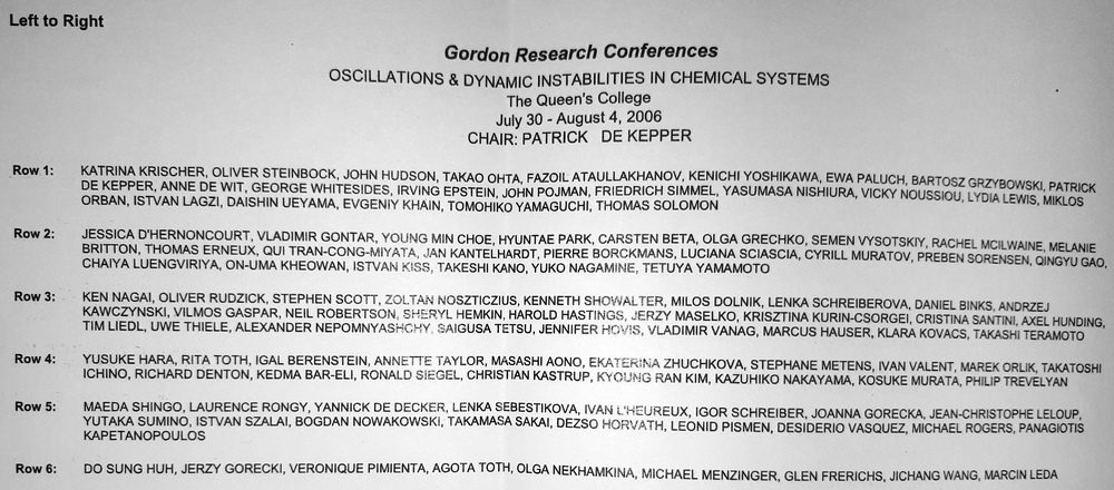 2006 Gordon Research Conferences: Oscillations & Dynamic Instability In Chemical Systems - Names