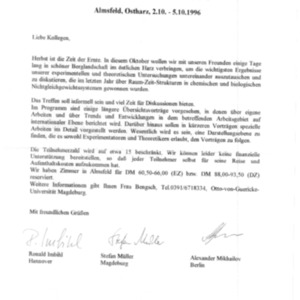 1996 Herbstseminar - Announcement letter
