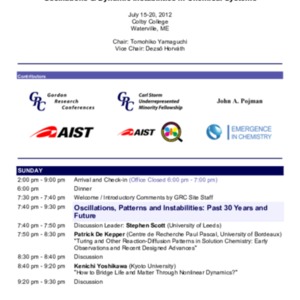 2012 Gordon Research Conferences: Oscillations &amp; Dynamic Instability In Chemical Systems -  program 