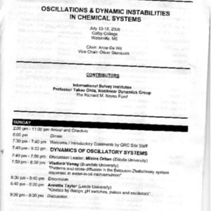 2008 Gordon Research Conferences: Oscillations &amp; Dynamic Instability In Chemical Systems - Schedule
