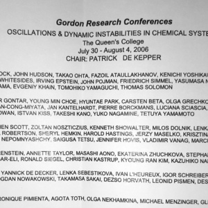 2006 Gordon Research Conferences: Oscillations &amp; Dynamic Instability In Chemical Systems - Names