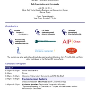 2014 Gordon Research Conferences: Oscillations &amp; Dynamic Instability In Chemical Systems - Program 