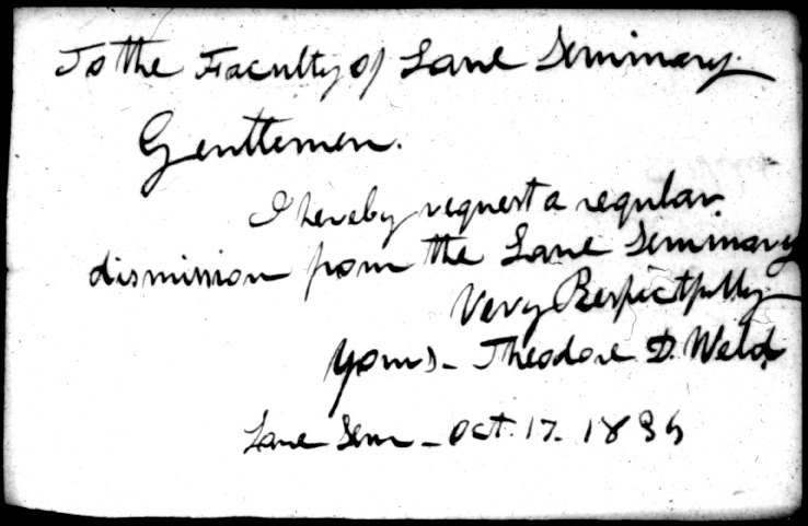 Theodore Dwight Weld&#039;s Letter of Dismission