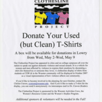 The Clothesline Project T-Shirt Donation Flyer